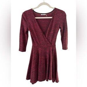 Kimchi Blue Urban Outfitters Dress Womens XS Burgundy V Neck Wrap Dress Mini